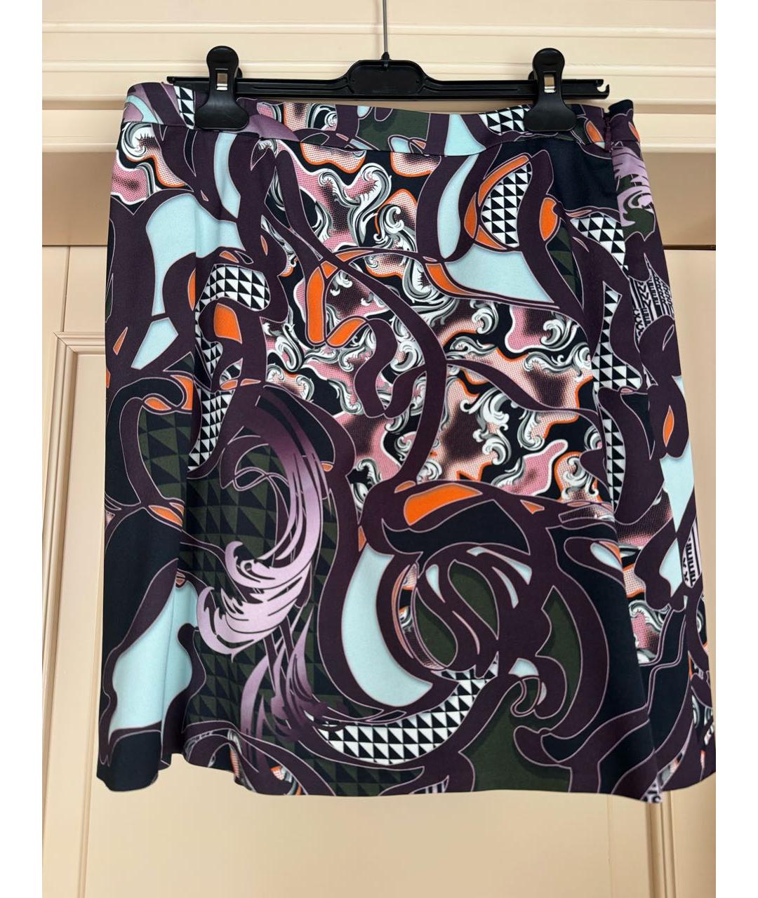 VERSACE Бордовая вискозная юбка мини, фото 7