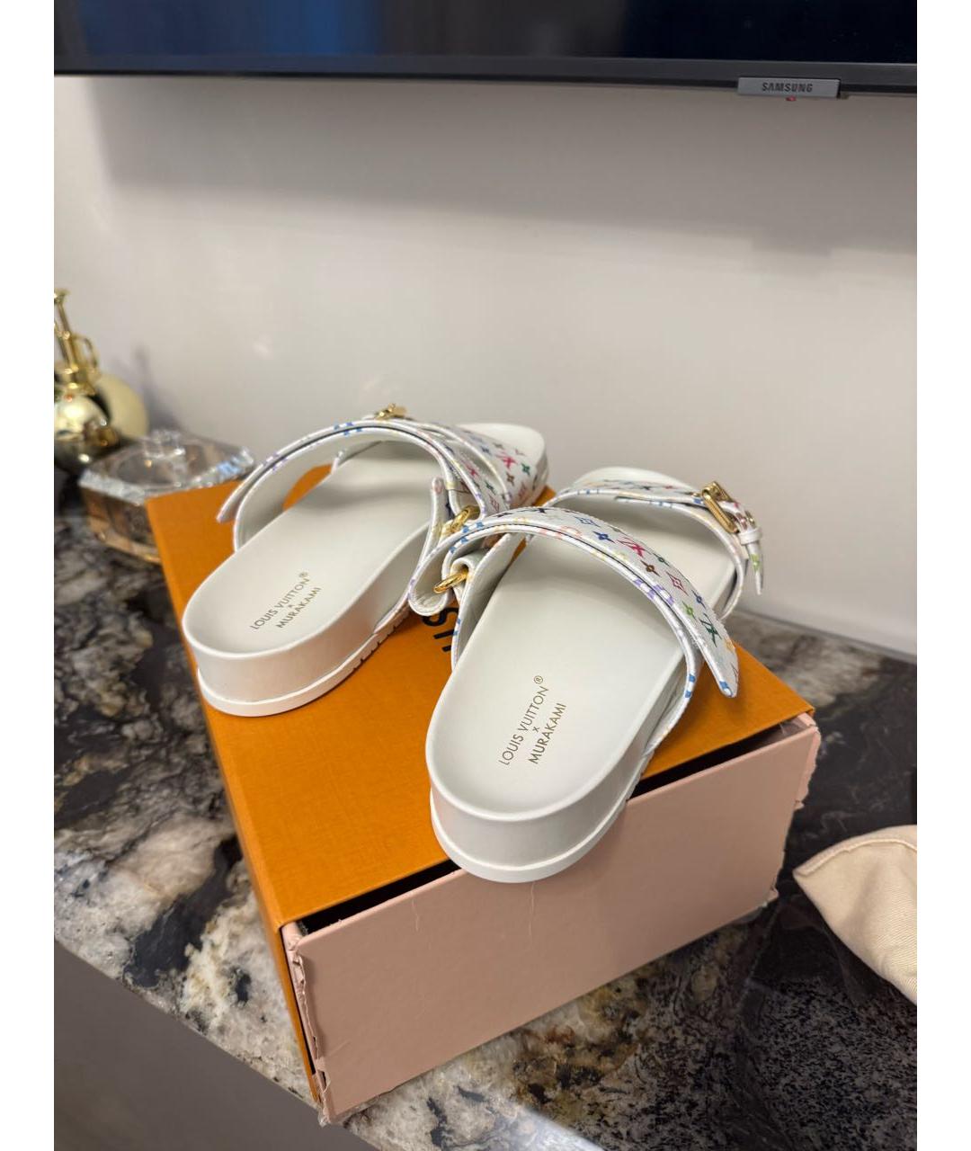 LOUIS VUITTON Мульти кожаные шлепанцы, фото 4