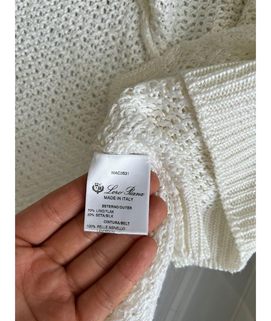 LORO PIANA Белый льняной кардиган, фото 4