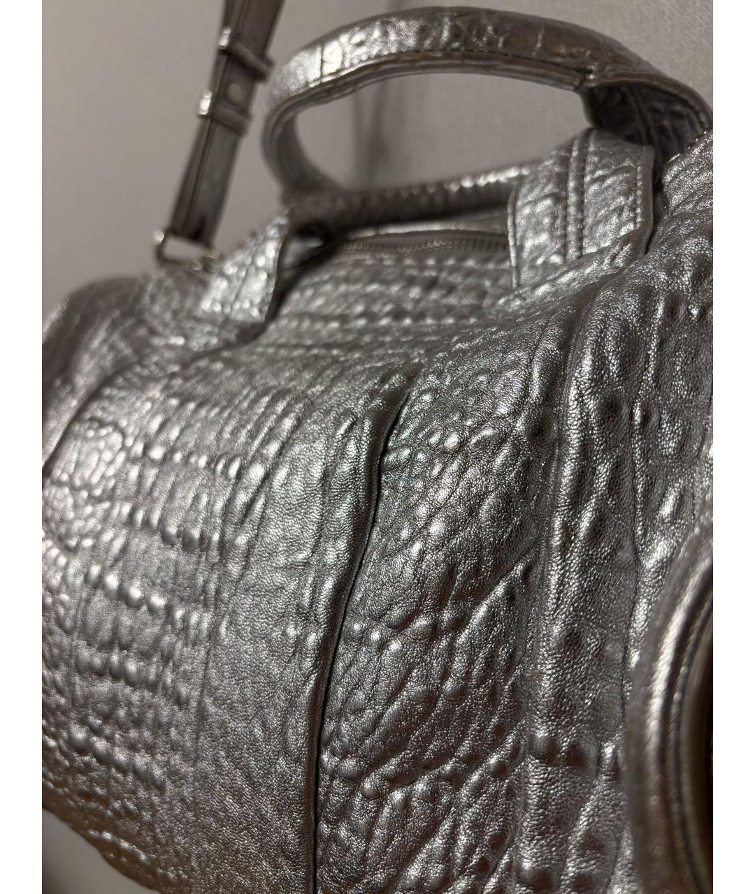 ALEXANDER WANG Серебряная кожаная сумка с короткими ручками, фото 2