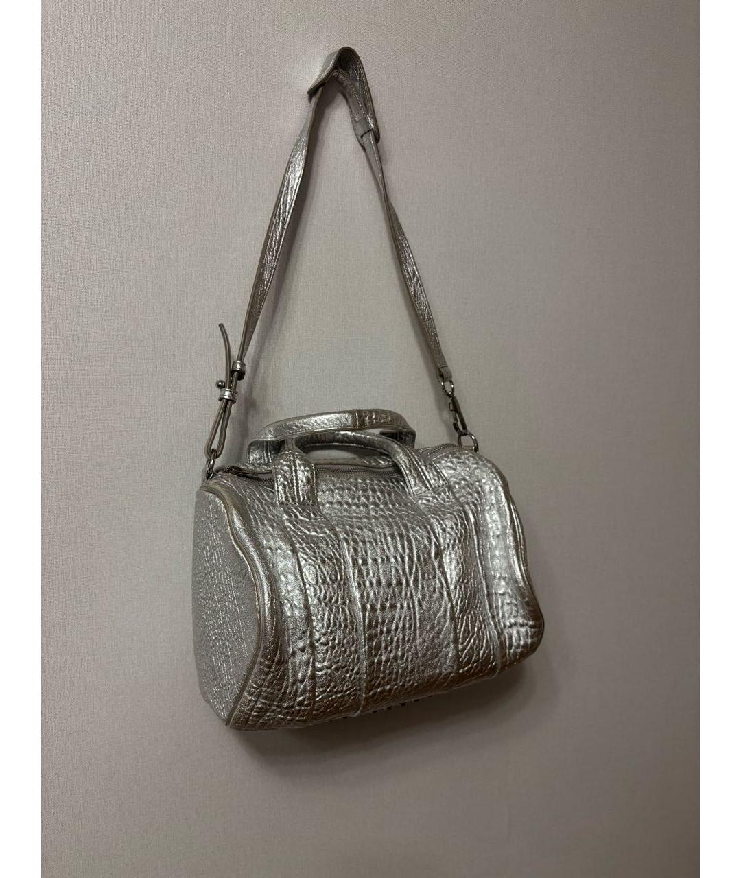 ALEXANDER WANG Серебряная кожаная сумка с короткими ручками, фото 5