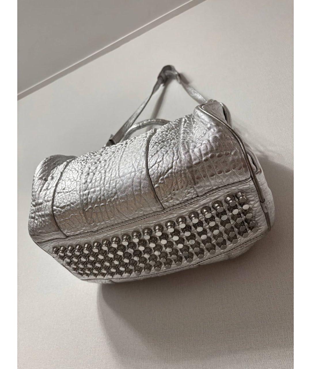 ALEXANDER WANG Серебряная кожаная сумка с короткими ручками, фото 3