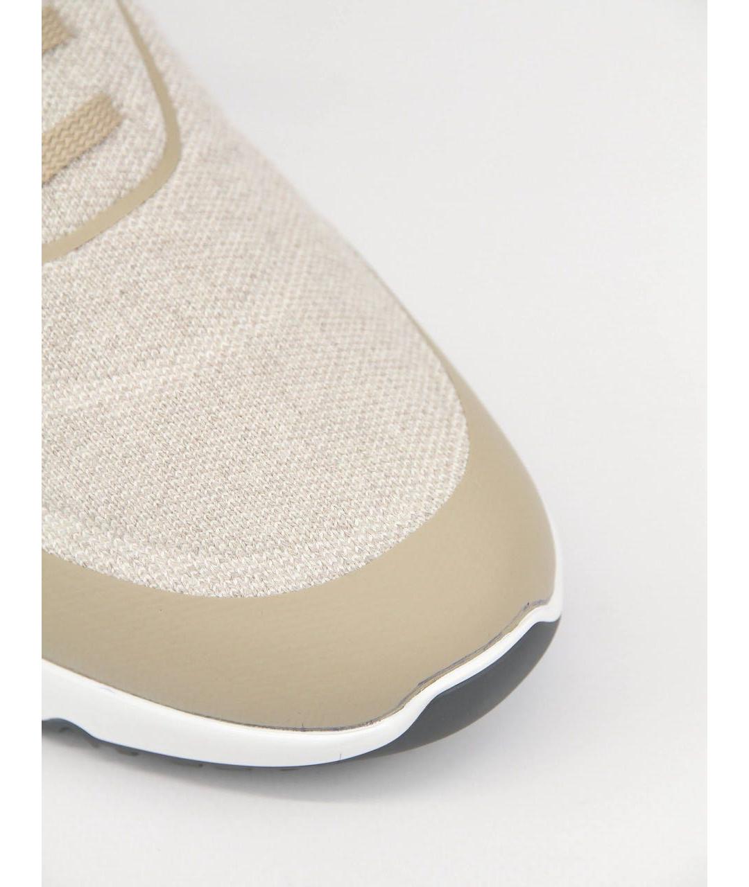 BRUNELLO CUCINELLI Бежевые текстильные низкие кроссовки / кеды, фото 6