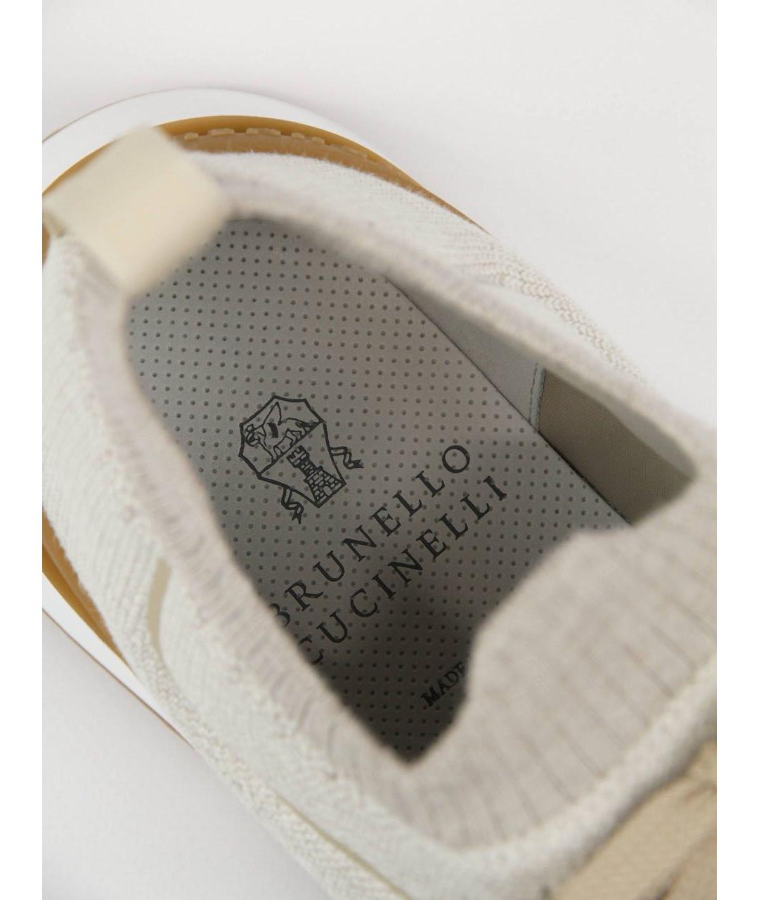 BRUNELLO CUCINELLI Бежевые текстильные низкие кроссовки / кеды, фото 7