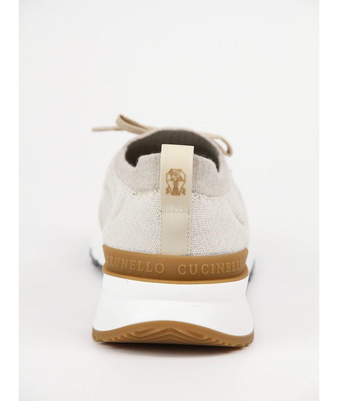 BRUNELLO CUCINELLI Бежевые текстильные низкие кроссовки / кеды, фото 4