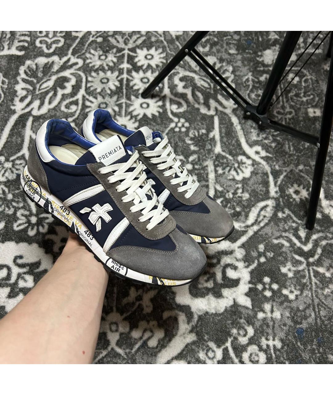 PREMIATA Темно-синие замшевые низкие кроссовки / кеды, фото 5