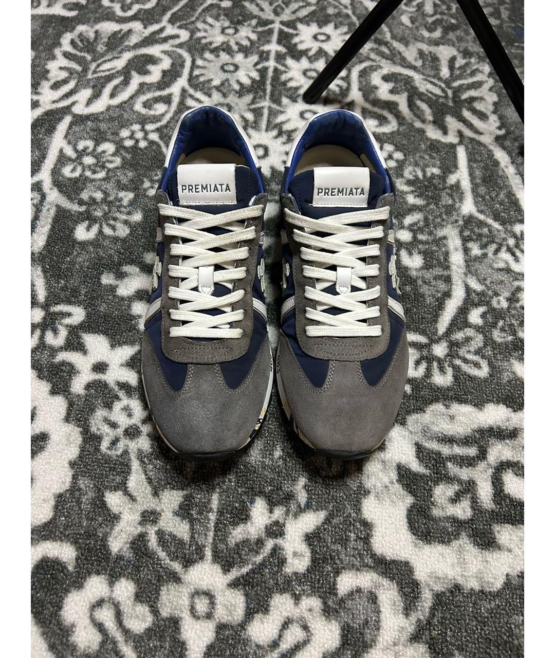 PREMIATA Темно-синие замшевые низкие кроссовки / кеды, фото 2