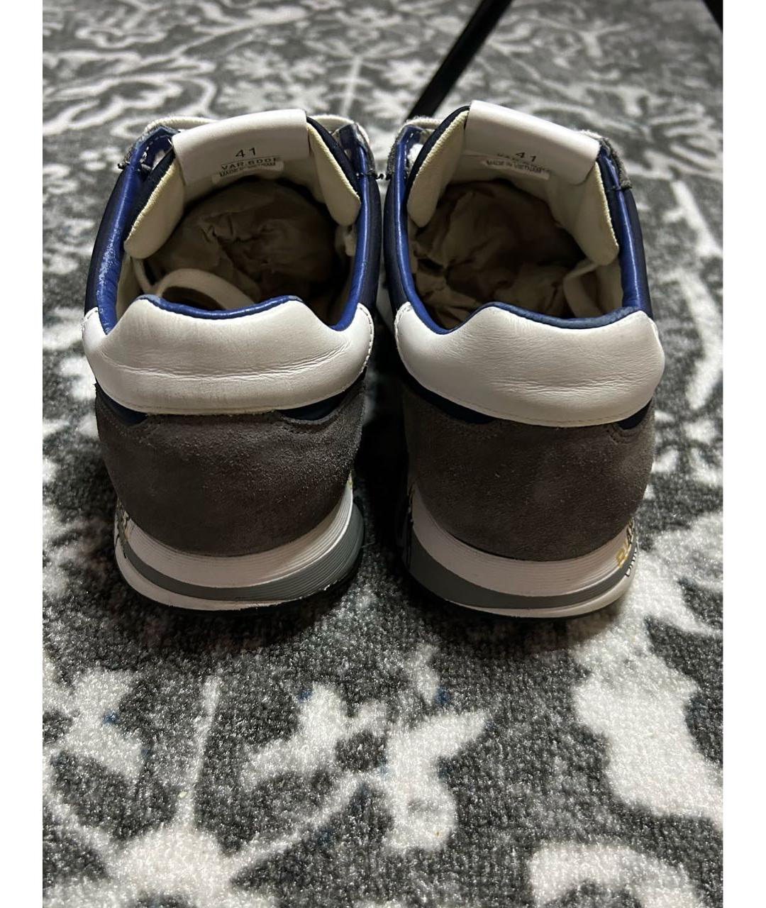 PREMIATA Темно-синие замшевые низкие кроссовки / кеды, фото 4