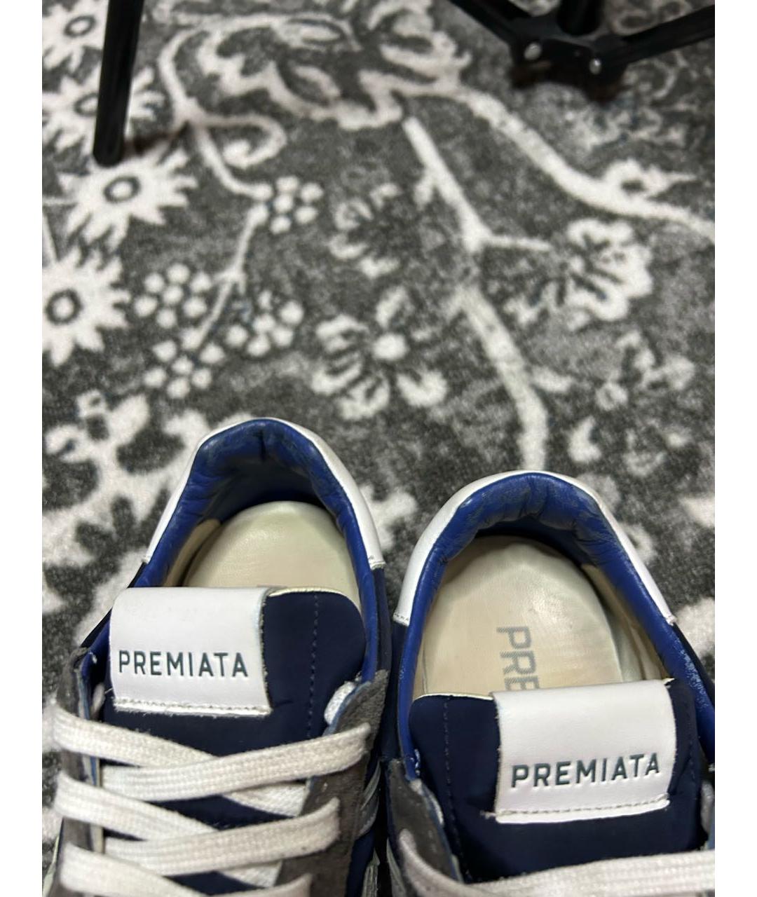 PREMIATA Темно-синие замшевые низкие кроссовки / кеды, фото 6