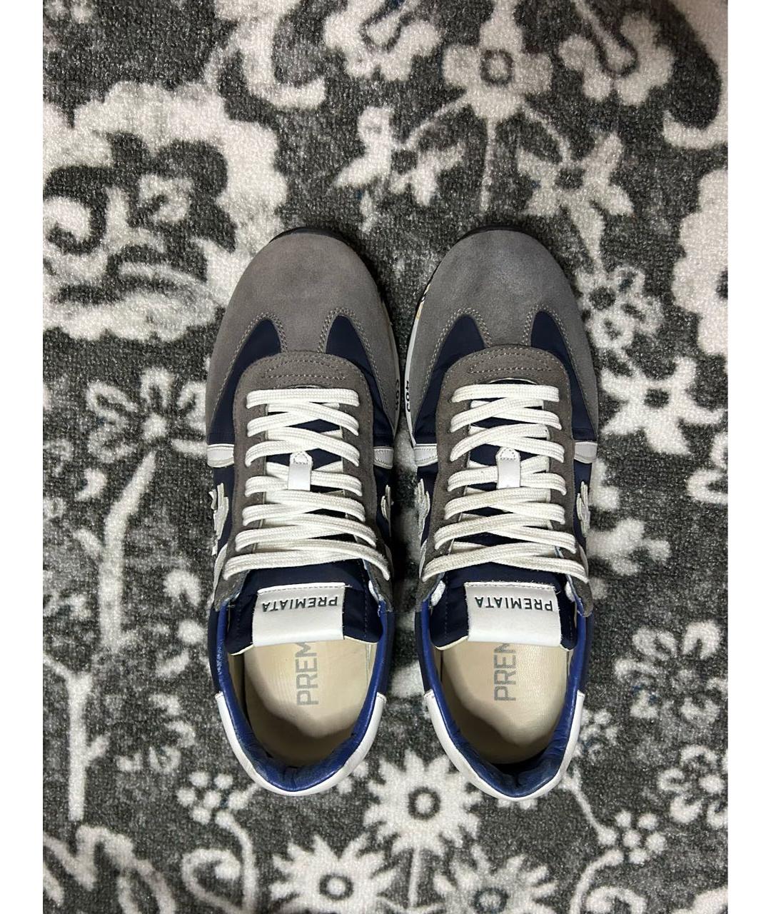 PREMIATA Темно-синие замшевые низкие кроссовки / кеды, фото 3