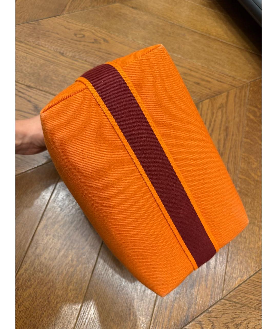 HERMES Оранжевая тканевая косметичка, фото 3