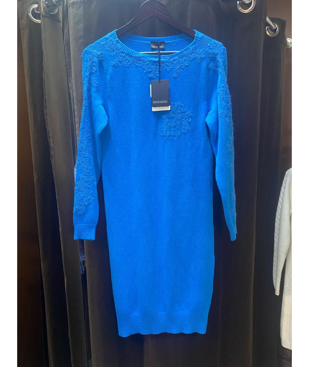 ERMANNO SCERVINO Синее полиэстеровое повседневное платье, фото 6