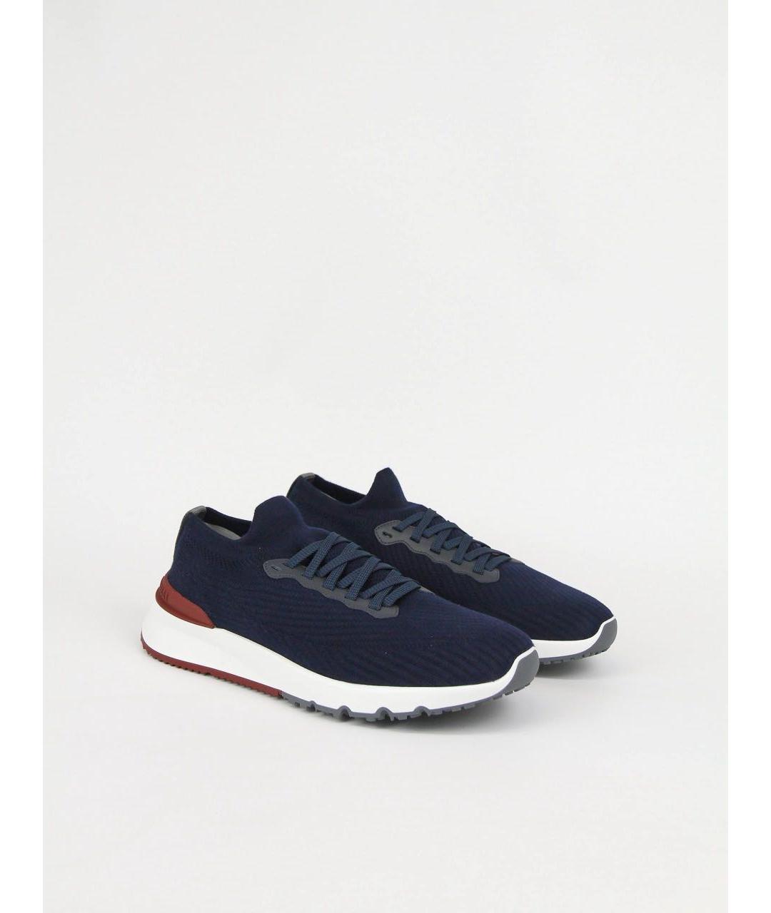 BRUNELLO CUCINELLI Темно-синие текстильные низкие кроссовки / кеды, фото 2