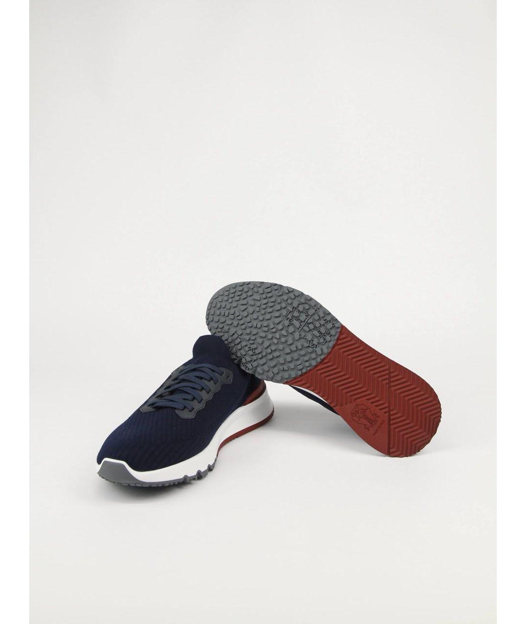 BRUNELLO CUCINELLI Темно-синие текстильные низкие кроссовки / кеды, фото 4