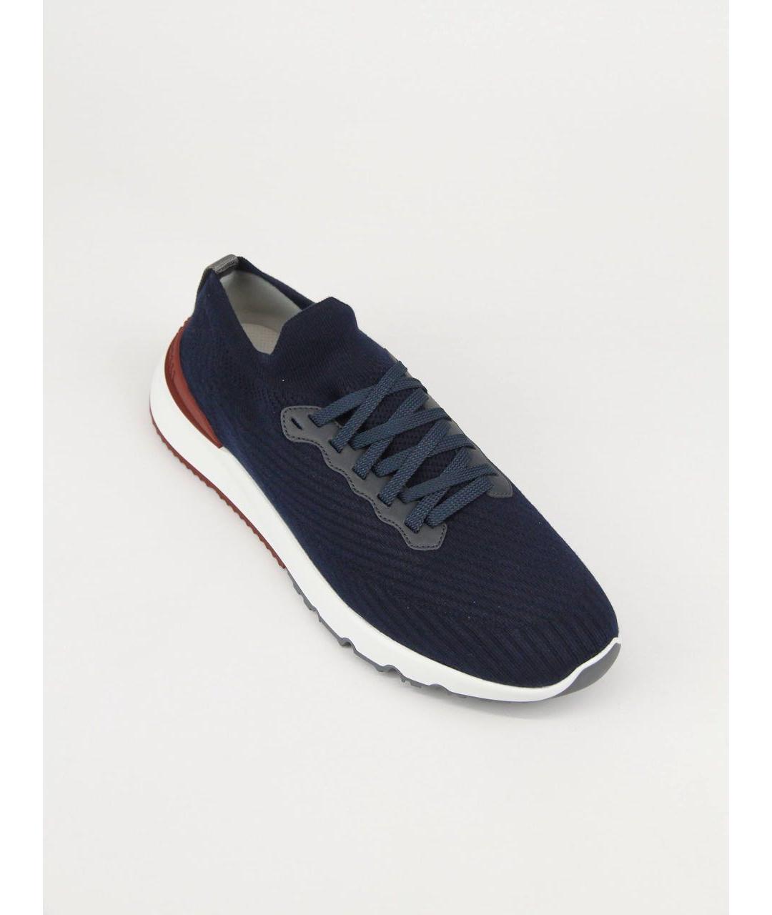 BRUNELLO CUCINELLI Темно-синие текстильные низкие кроссовки / кеды, фото 3