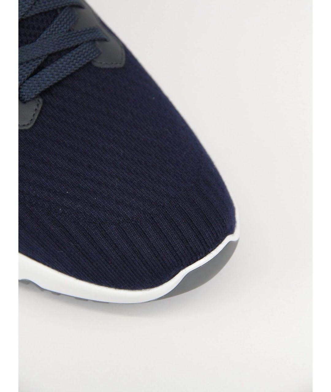 BRUNELLO CUCINELLI Темно-синие текстильные низкие кроссовки / кеды, фото 7