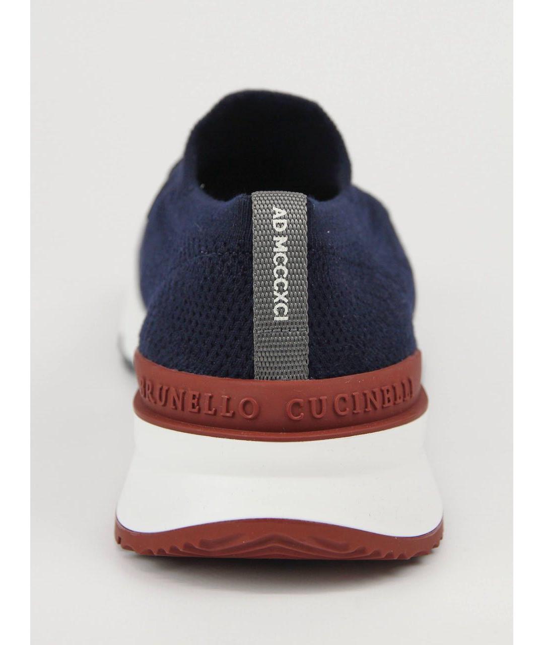 BRUNELLO CUCINELLI Темно-синие текстильные низкие кроссовки / кеды, фото 5