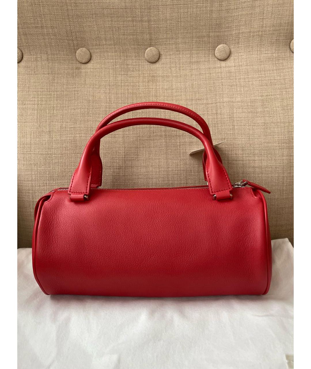 THE ROW Красная кожаная сумка с короткими ручками, фото 3