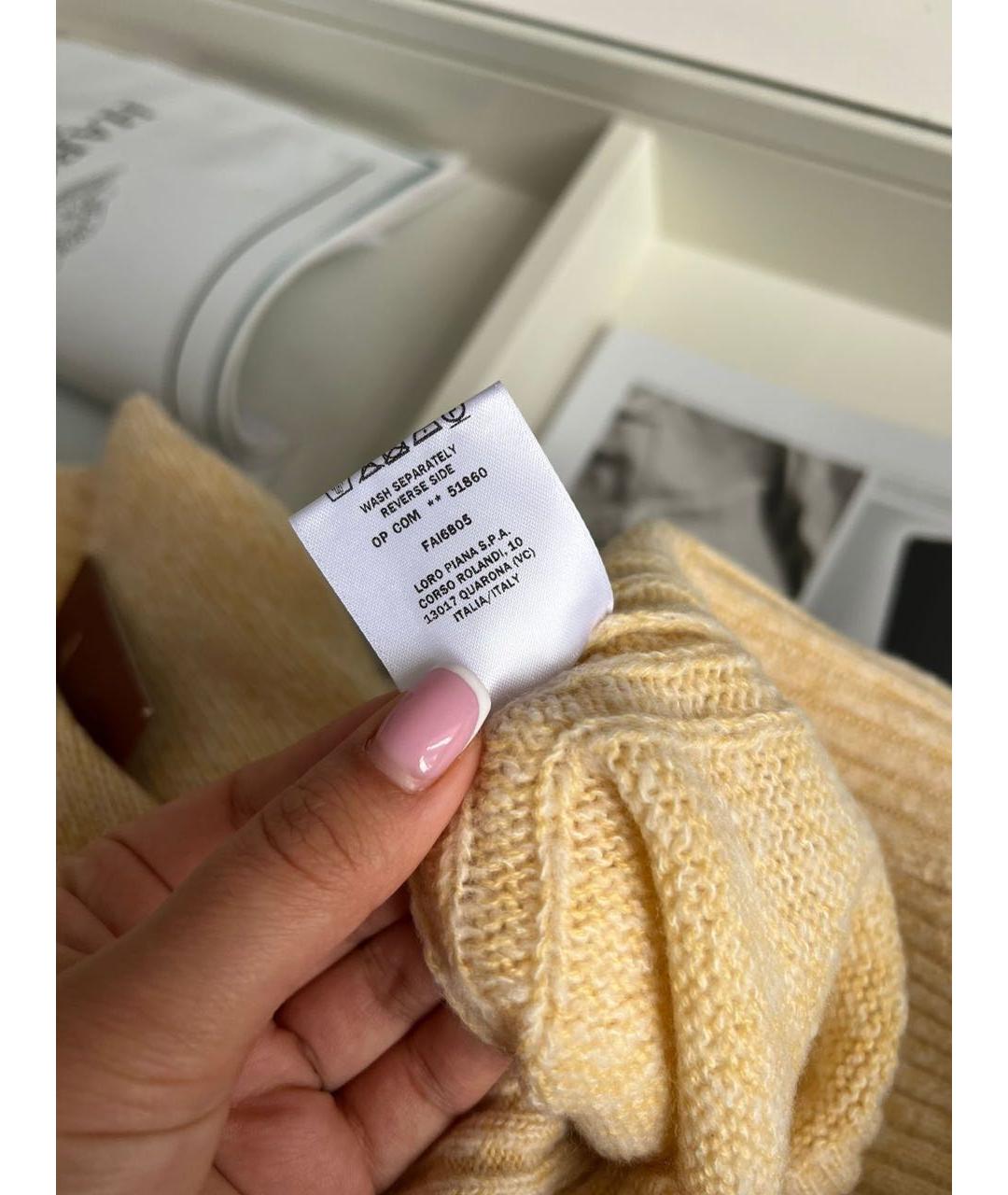 LORO PIANA Желтый кашемировый джемпер / свитер, фото 5