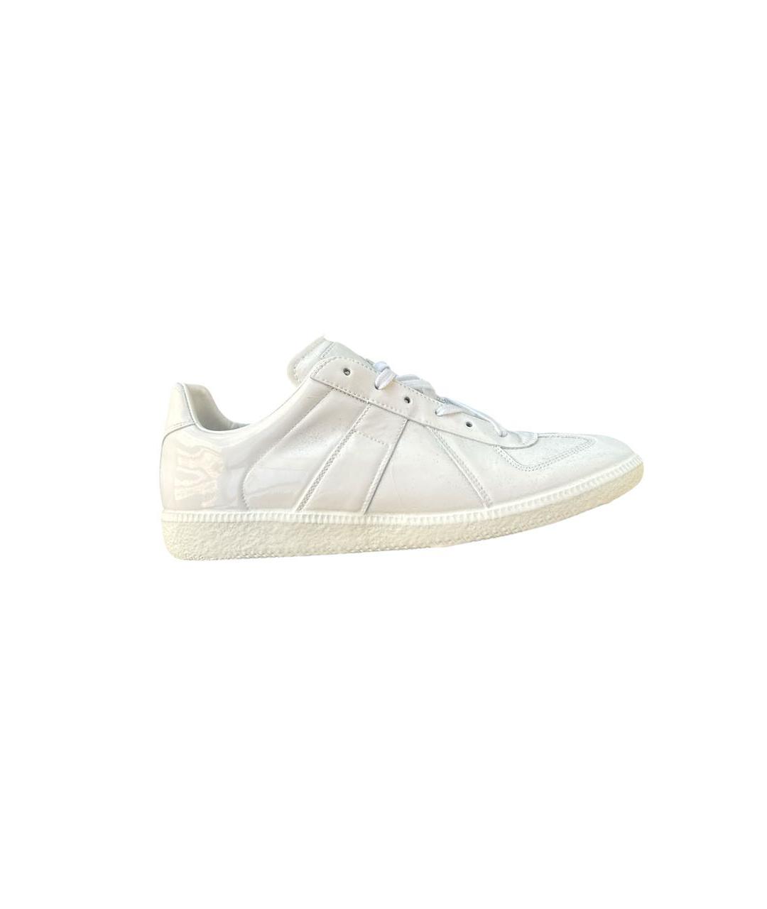 MAISON MARGIELA Белые низкие кроссовки / кеды из лакированной кожи, фото 7