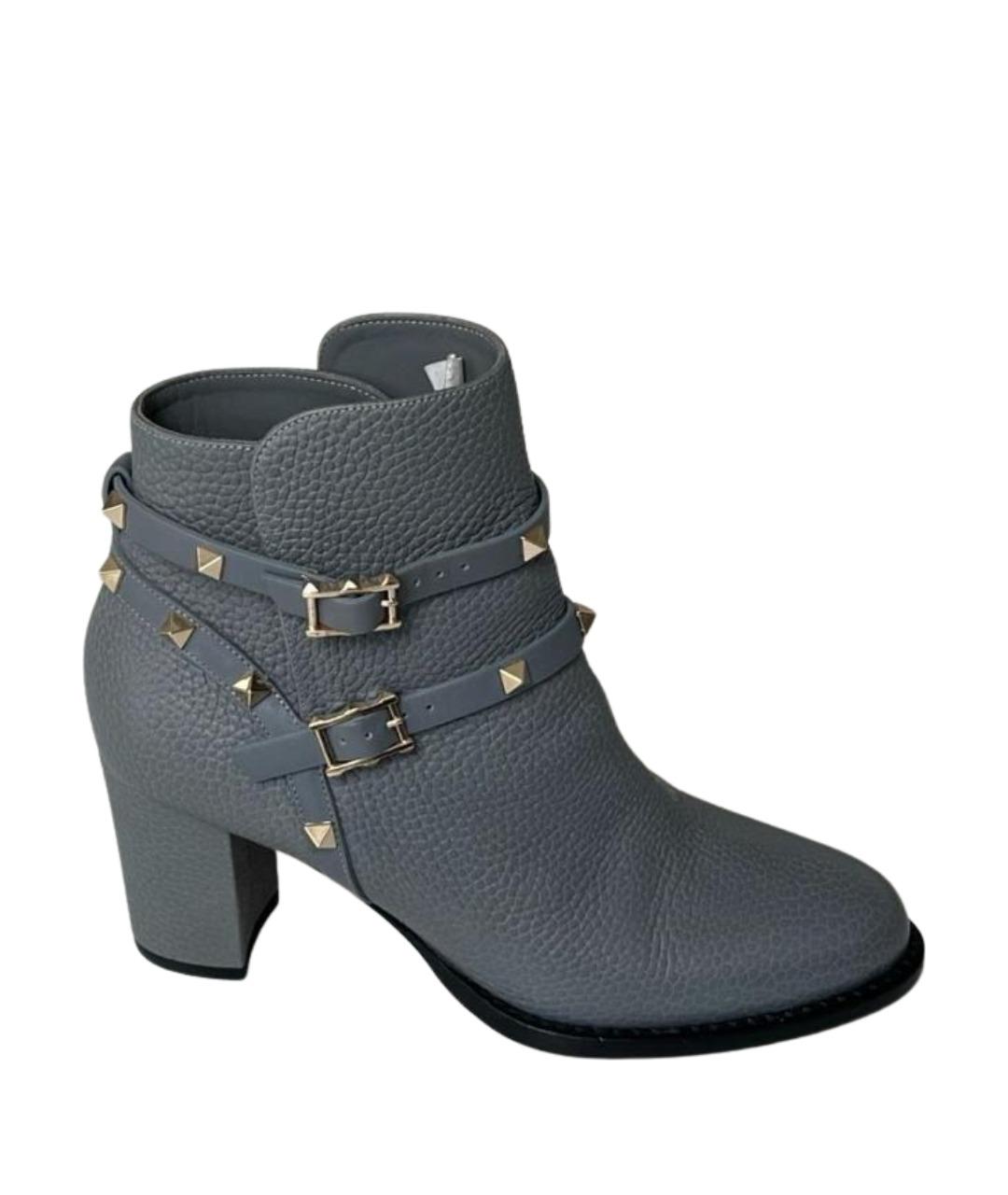 VALENTINO Серые кожаные ботильоны, фото 1