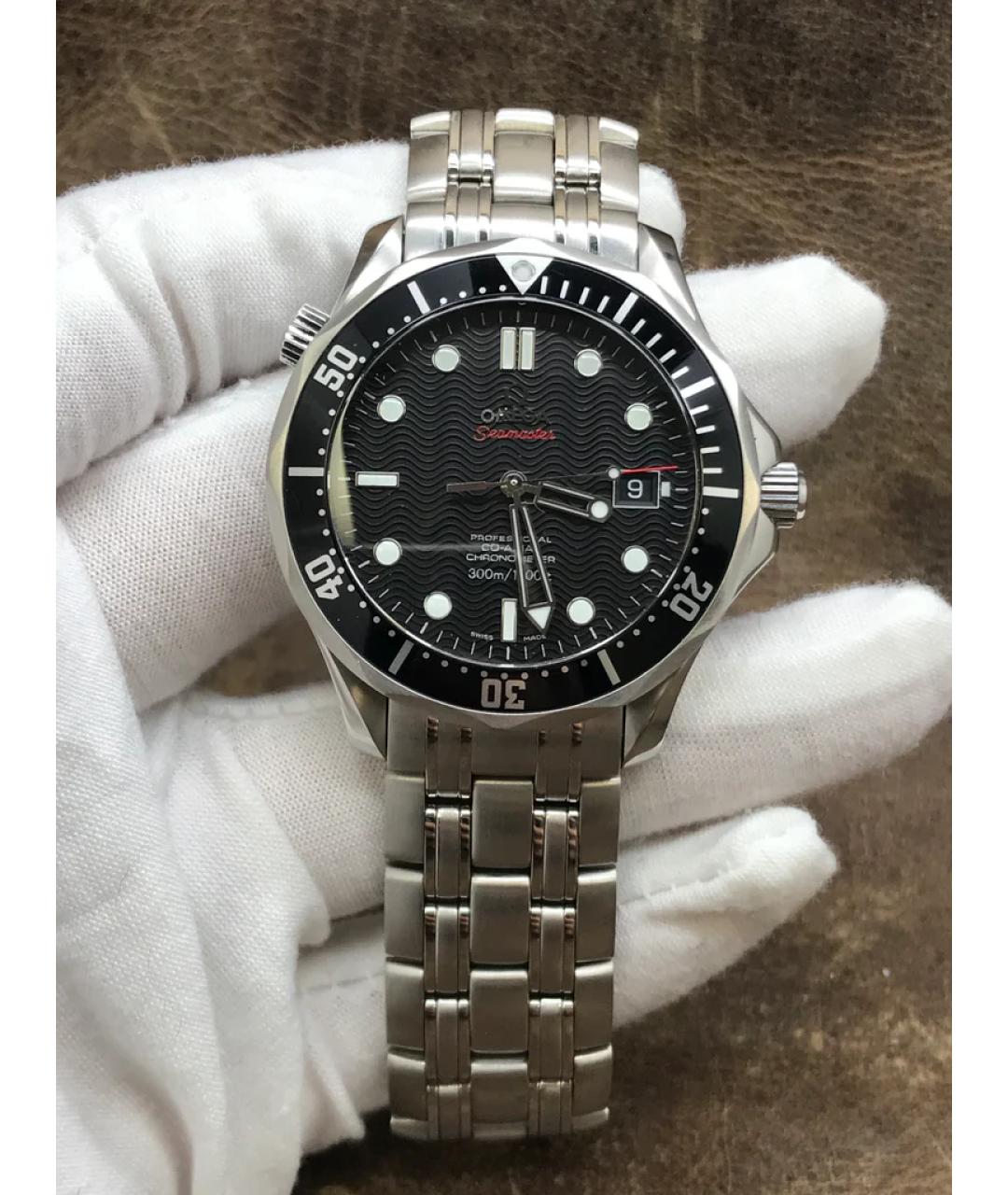 OMEGA Черные металлические часы, фото 2