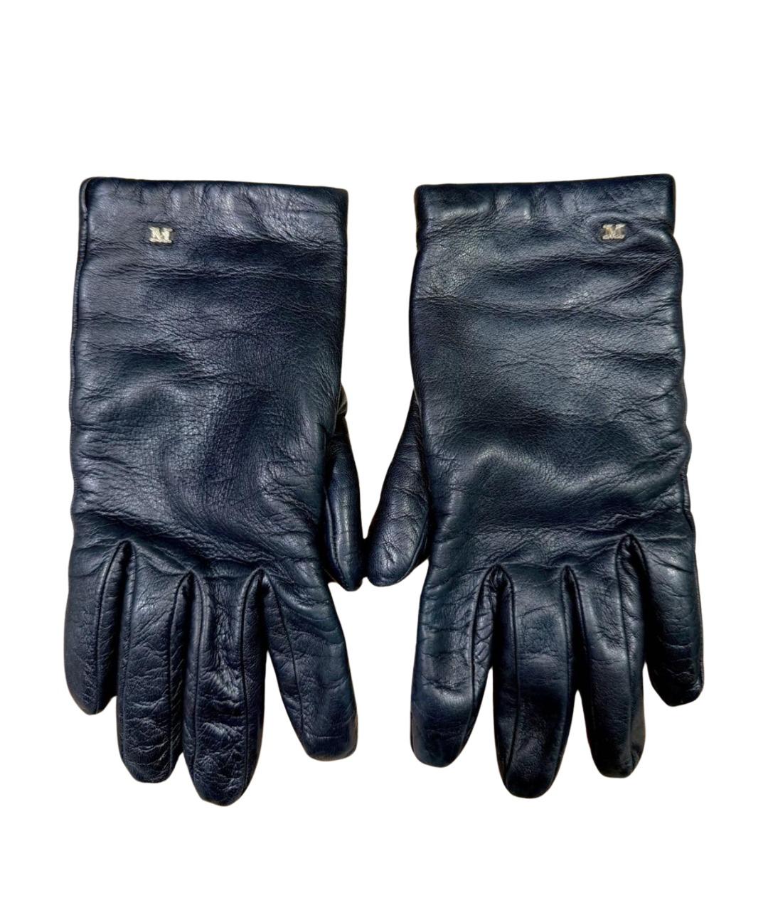 MAX MARA Черные кожаные перчатки, фото 1