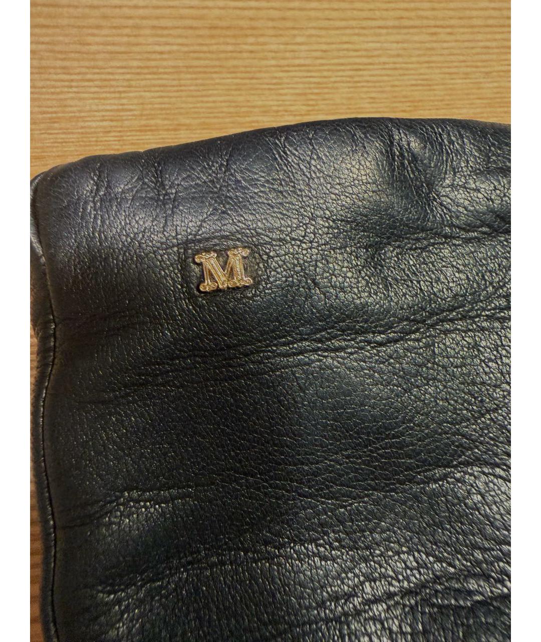 MAX MARA Черные кожаные перчатки, фото 4