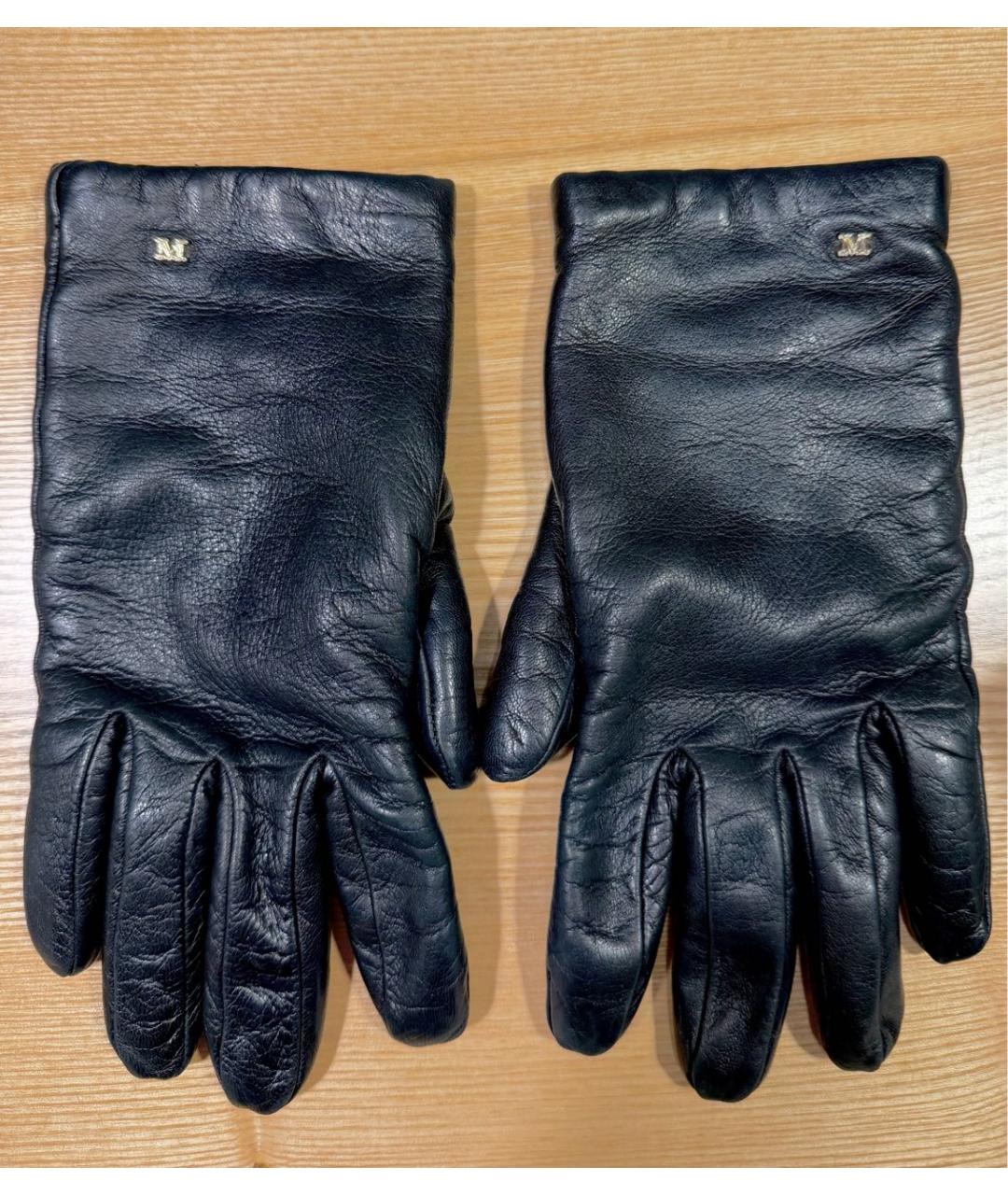 MAX MARA Черные кожаные перчатки, фото 6