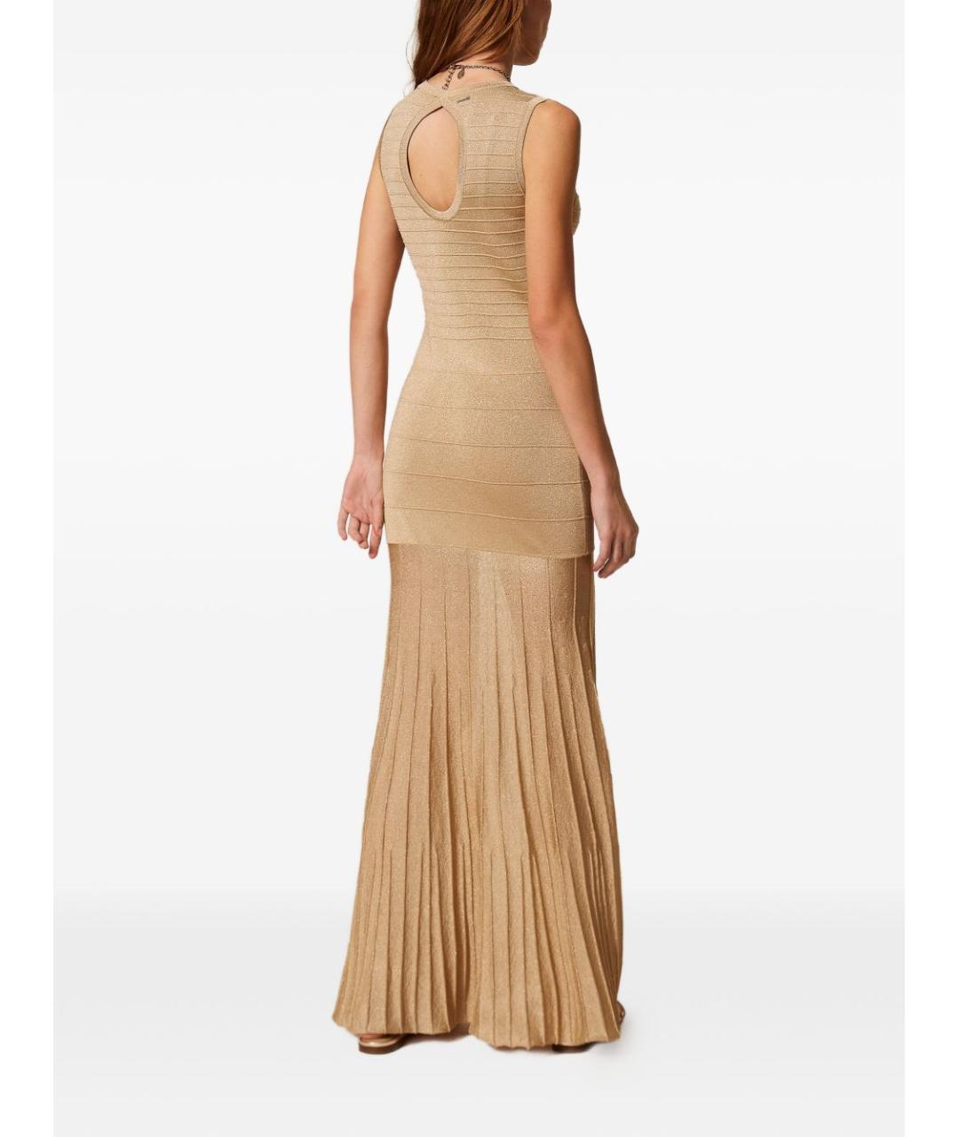 TWIN-SET Бежевое вискозное платье, фото 3