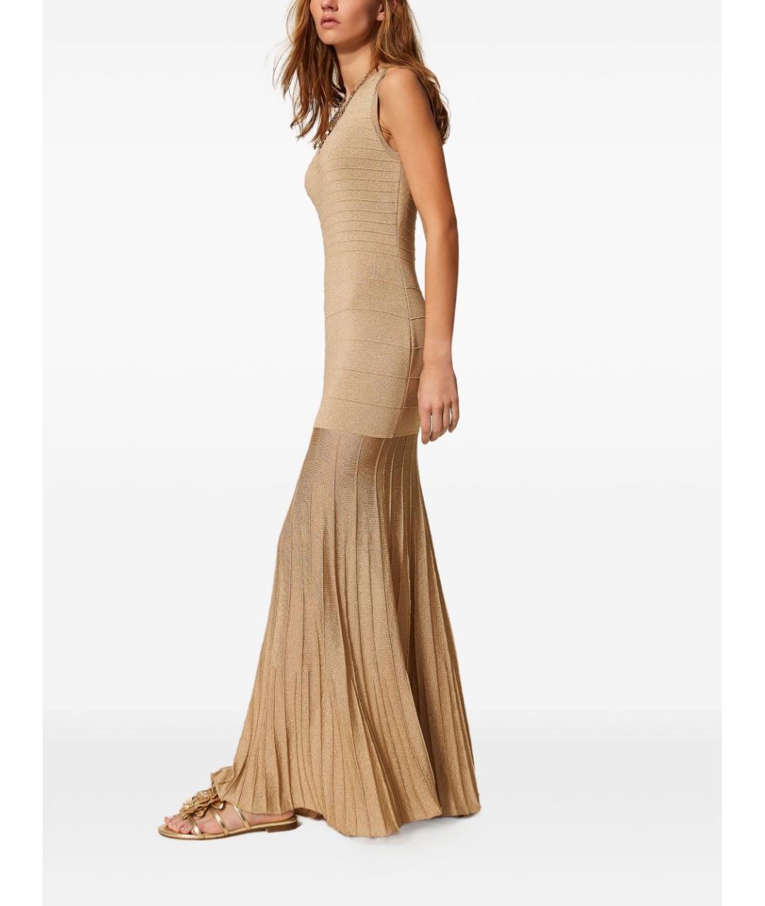 TWIN-SET Бежевое вискозное платье, фото 2