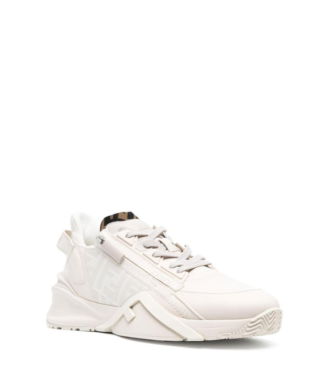 FENDI Белые кожаные низкие кроссовки / кеды, фото 2