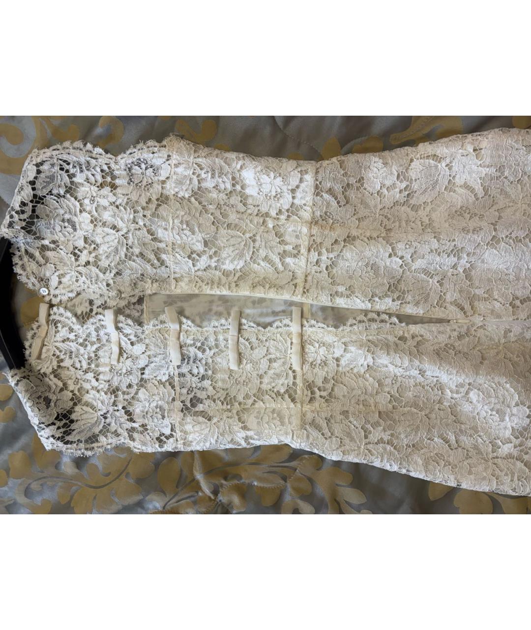 VALENTINO Белое кружевное коктейльное платье, фото 3