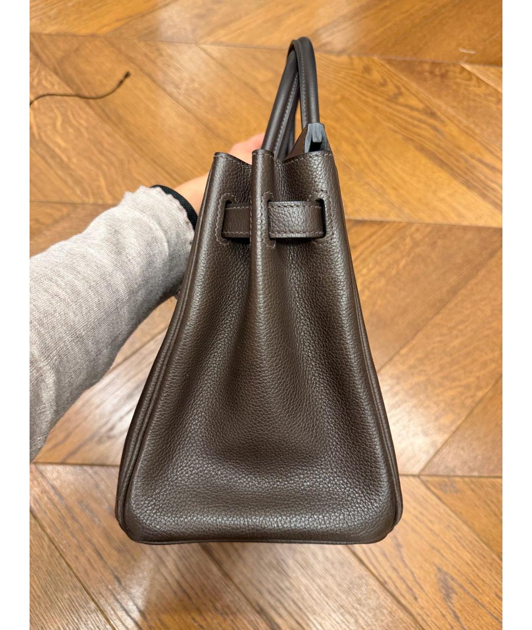 HERMES Коричневая кожаная сумка с короткими ручками, фото 2