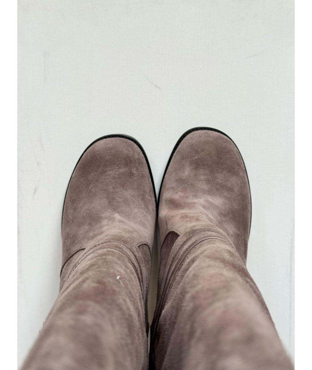 POLLINI Антрацитовые замшевые сапоги, фото 3