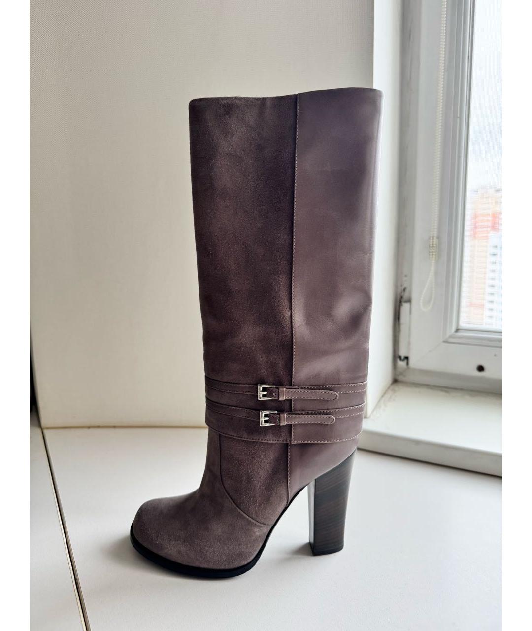 POLLINI Антрацитовые замшевые сапоги, фото 9