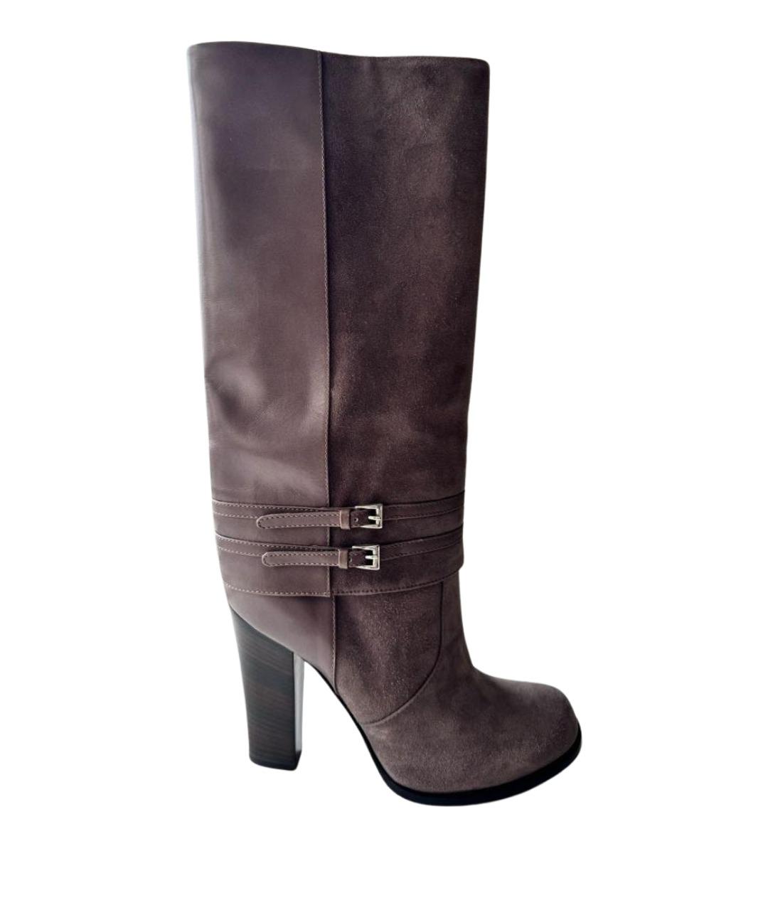 POLLINI Антрацитовые замшевые сапоги, фото 1