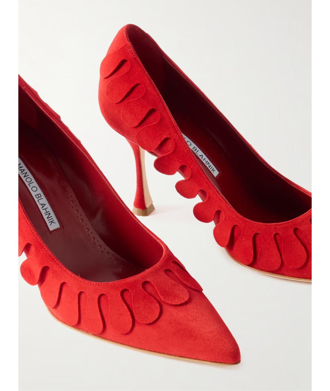 MANOLO BLAHNIK Красные замшевые туфли, фото 4