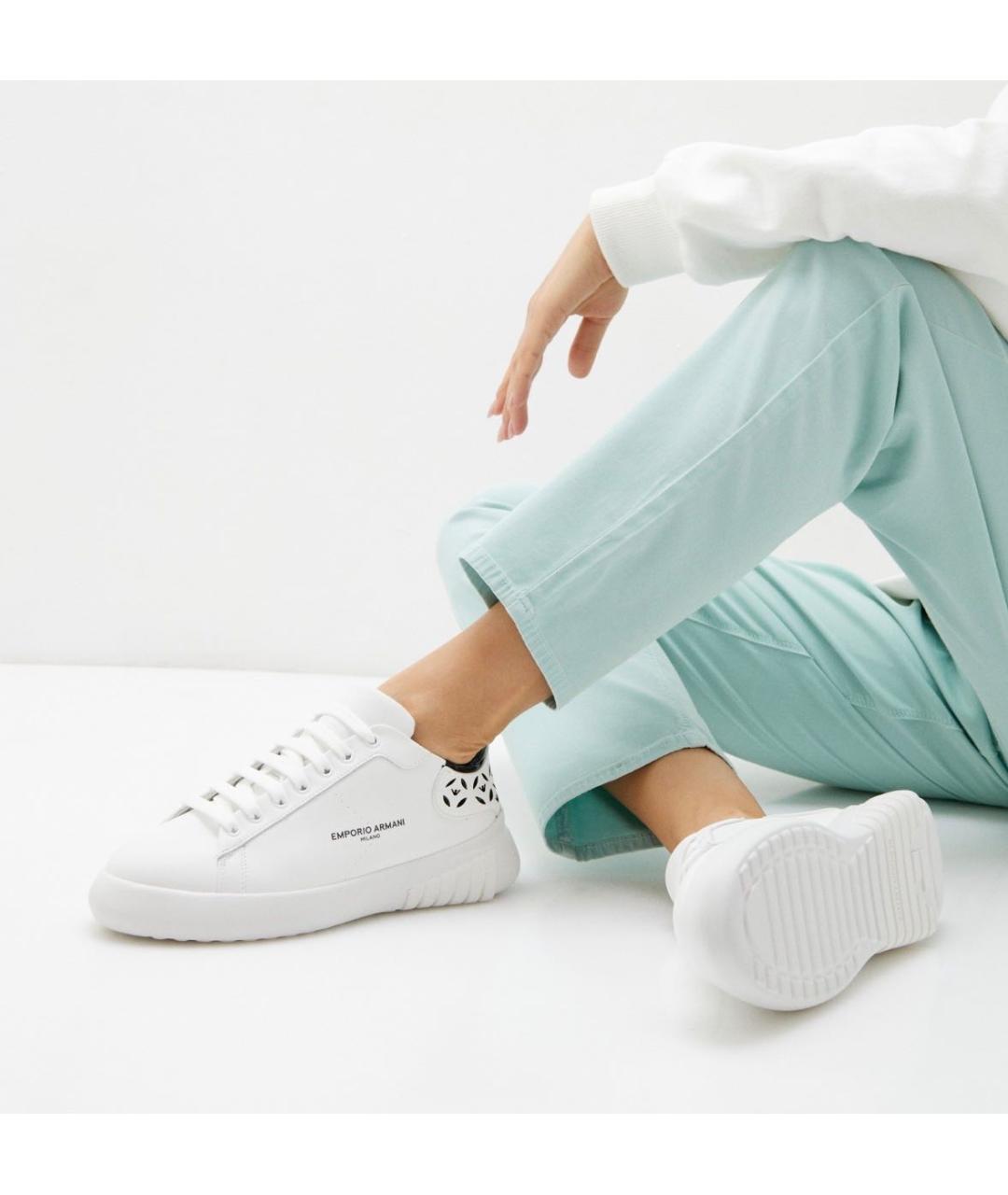 EMPORIO ARMANI Белые кожаные кроссовки, фото 7