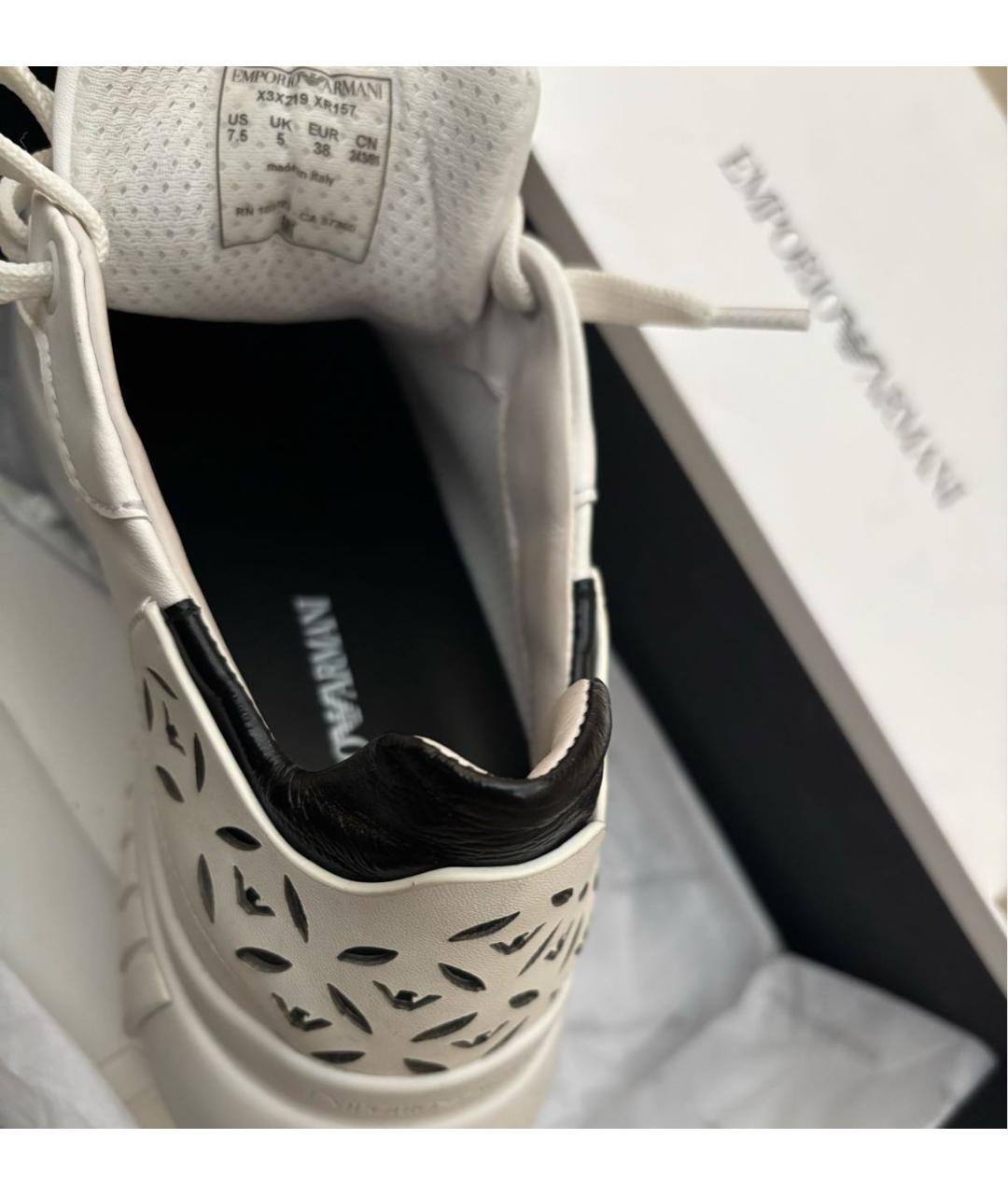 EMPORIO ARMANI Белые кожаные кроссовки, фото 8