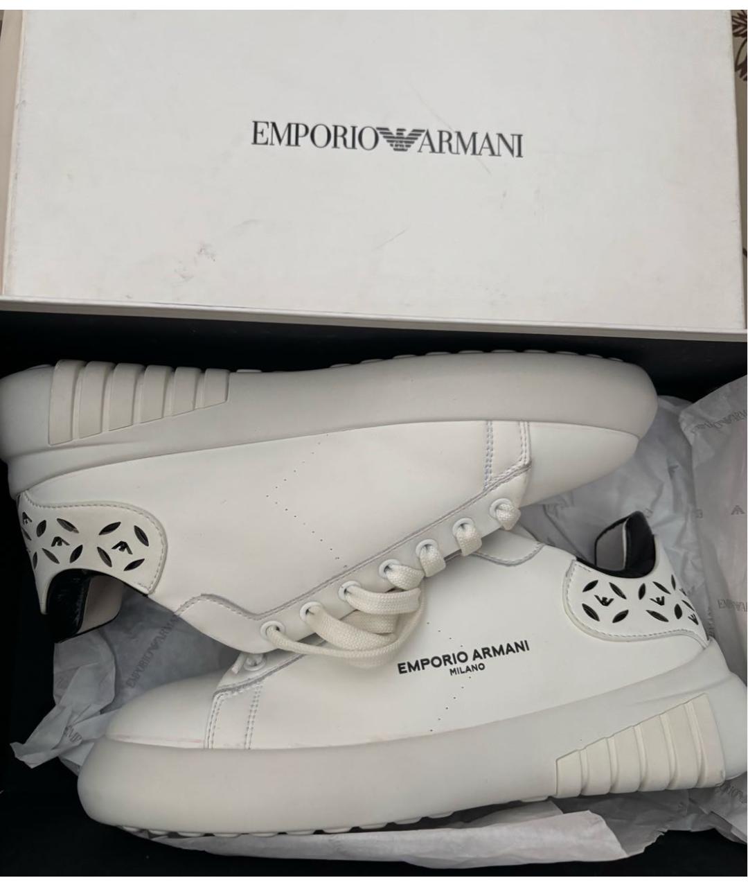 EMPORIO ARMANI Белые кожаные кроссовки, фото 5