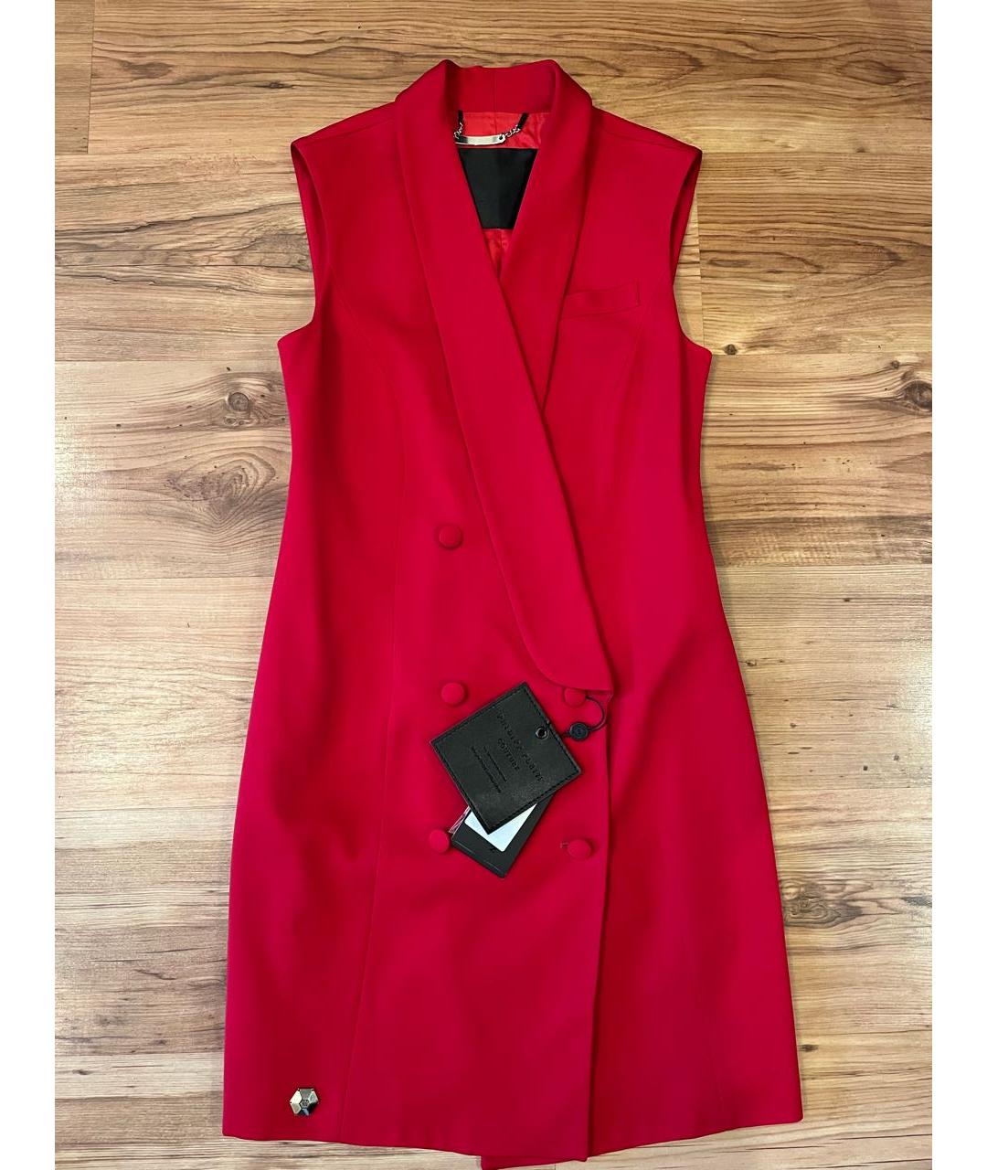 PHILIPP PLEIN Красное вискозное платье, фото 5