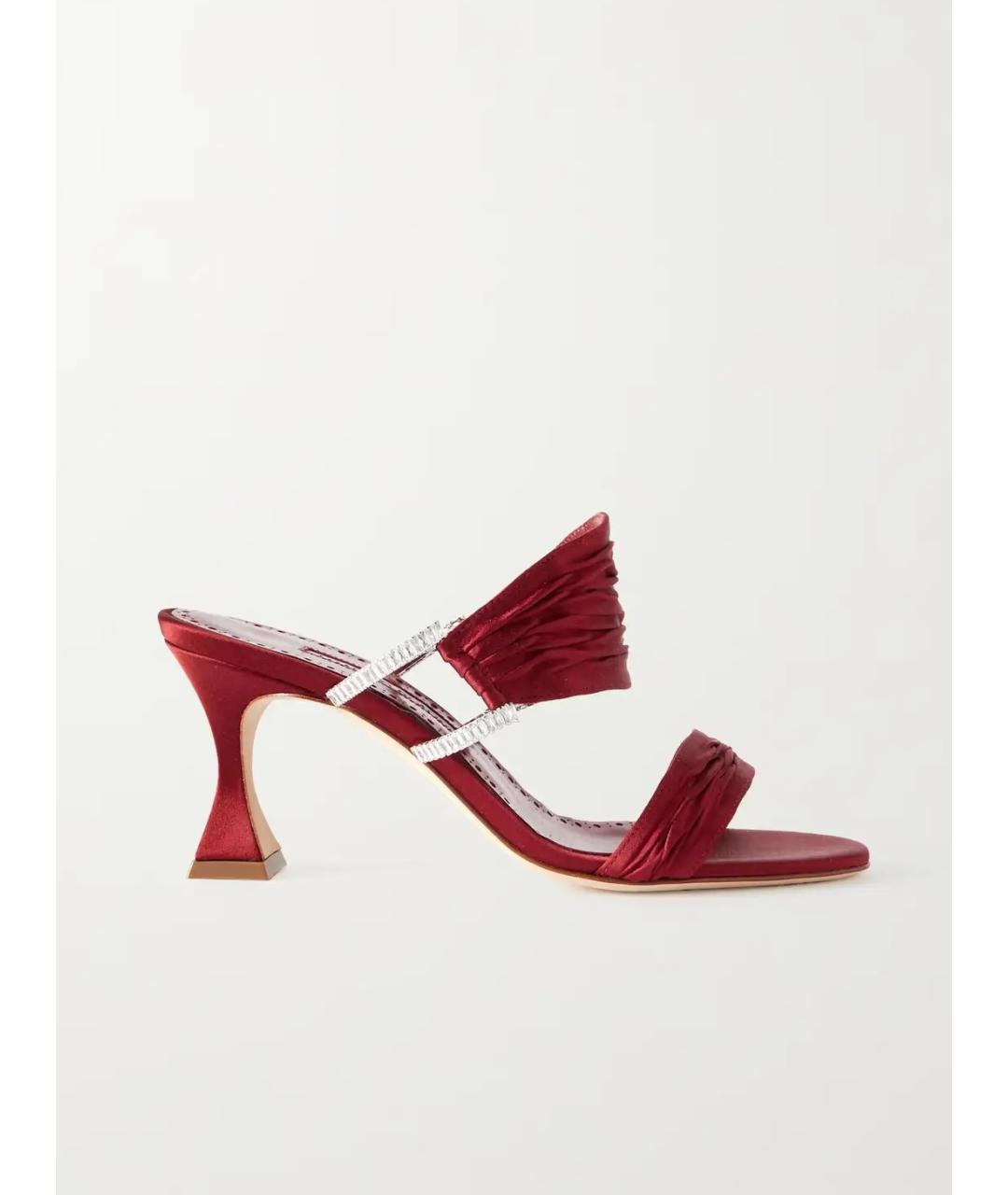 MANOLO BLAHNIK Красные текстильные мюли, фото 4