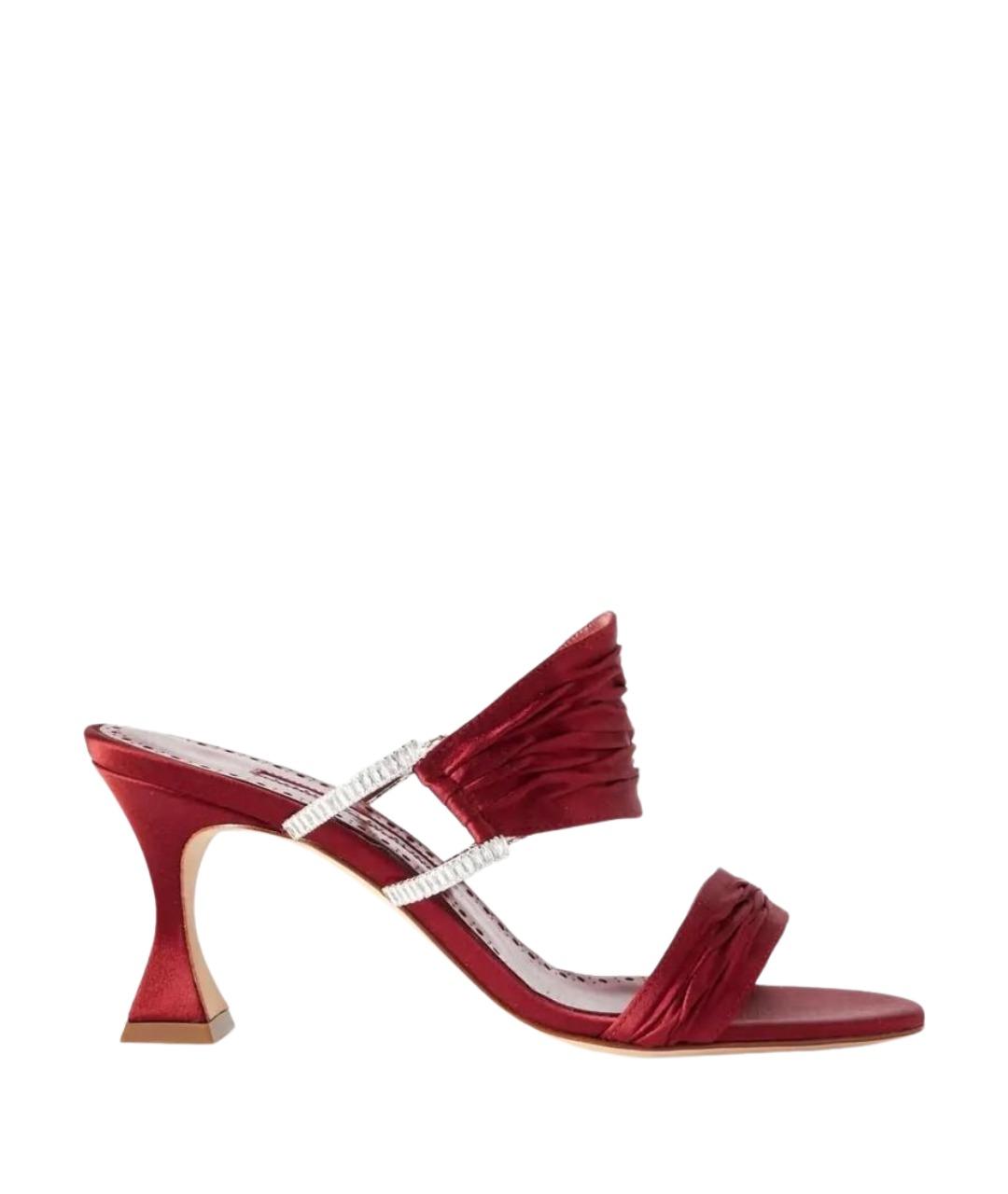 MANOLO BLAHNIK Красные текстильные мюли, фото 1