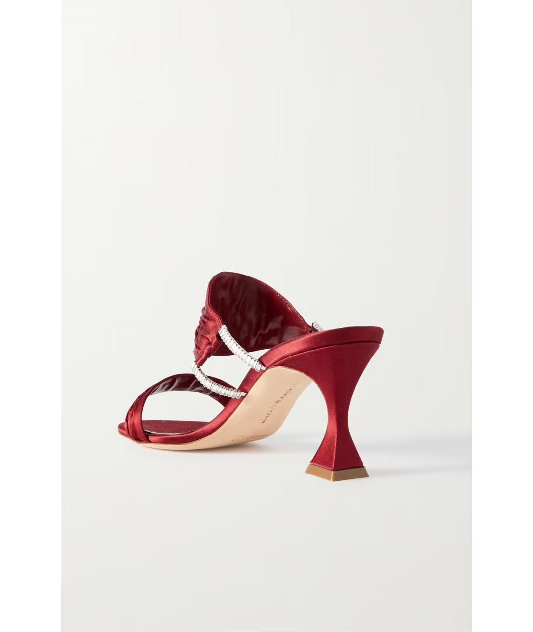 MANOLO BLAHNIK Красные текстильные мюли, фото 3