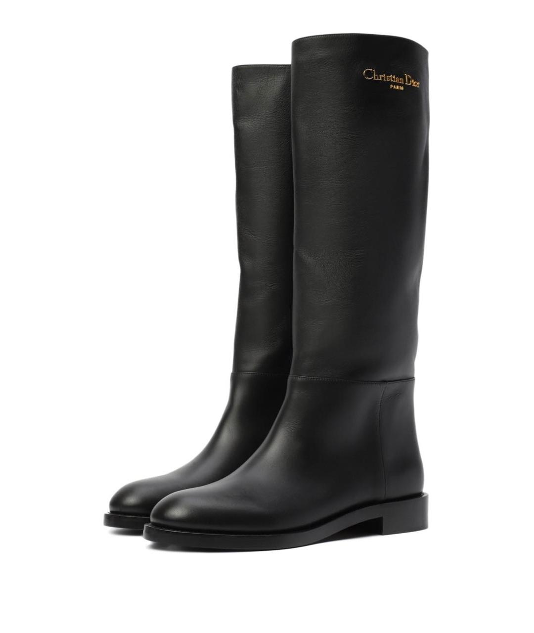 CHRISTIAN DIOR Черные кожаные сапоги, фото 6