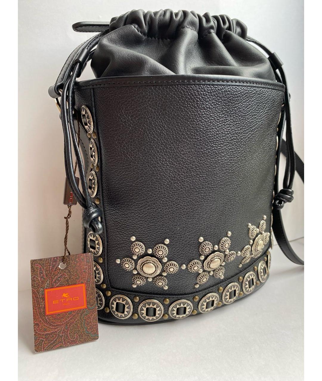 ETRO Черная кожаная сумка тоут, фото 2