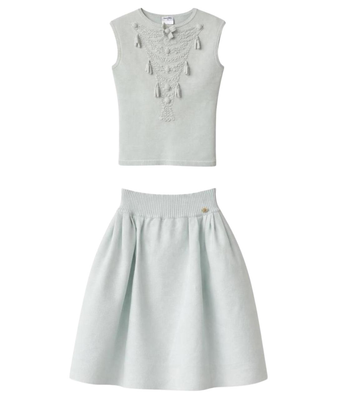 CHANEL Голубой вискозный костюм с юбками, фото 1