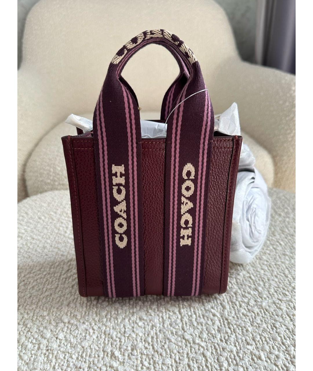 COACH Бордовая кожаная сумка через плечо, фото 6