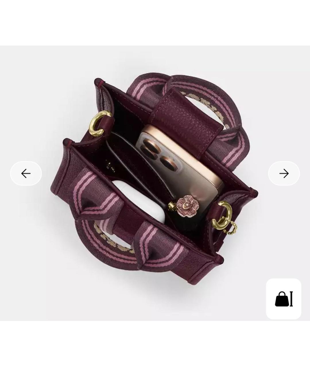 COACH Бордовая кожаная сумка через плечо, фото 7